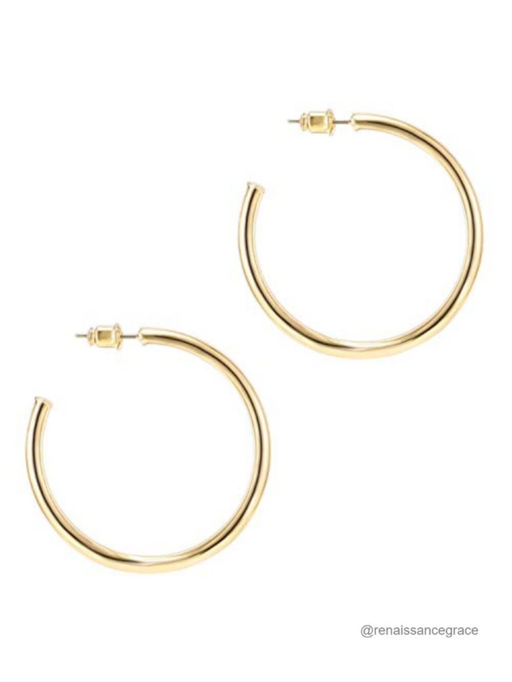 14K Gold Plated 45mm Chunky Hoop Earrings Hypoallergenic Lightweight